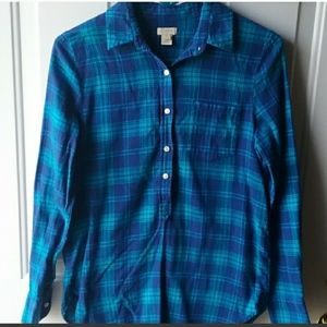 J Crew Plaid Popover Flannel